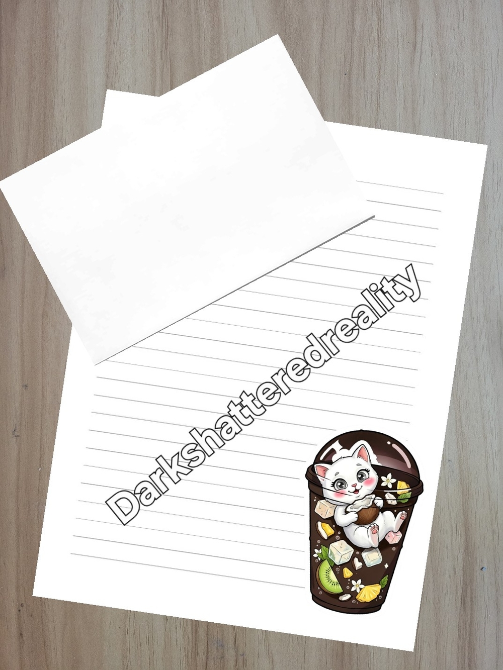 🖤NEW🖤 24pc White Cat-Themed Lined Pet Stationery With Envelopes